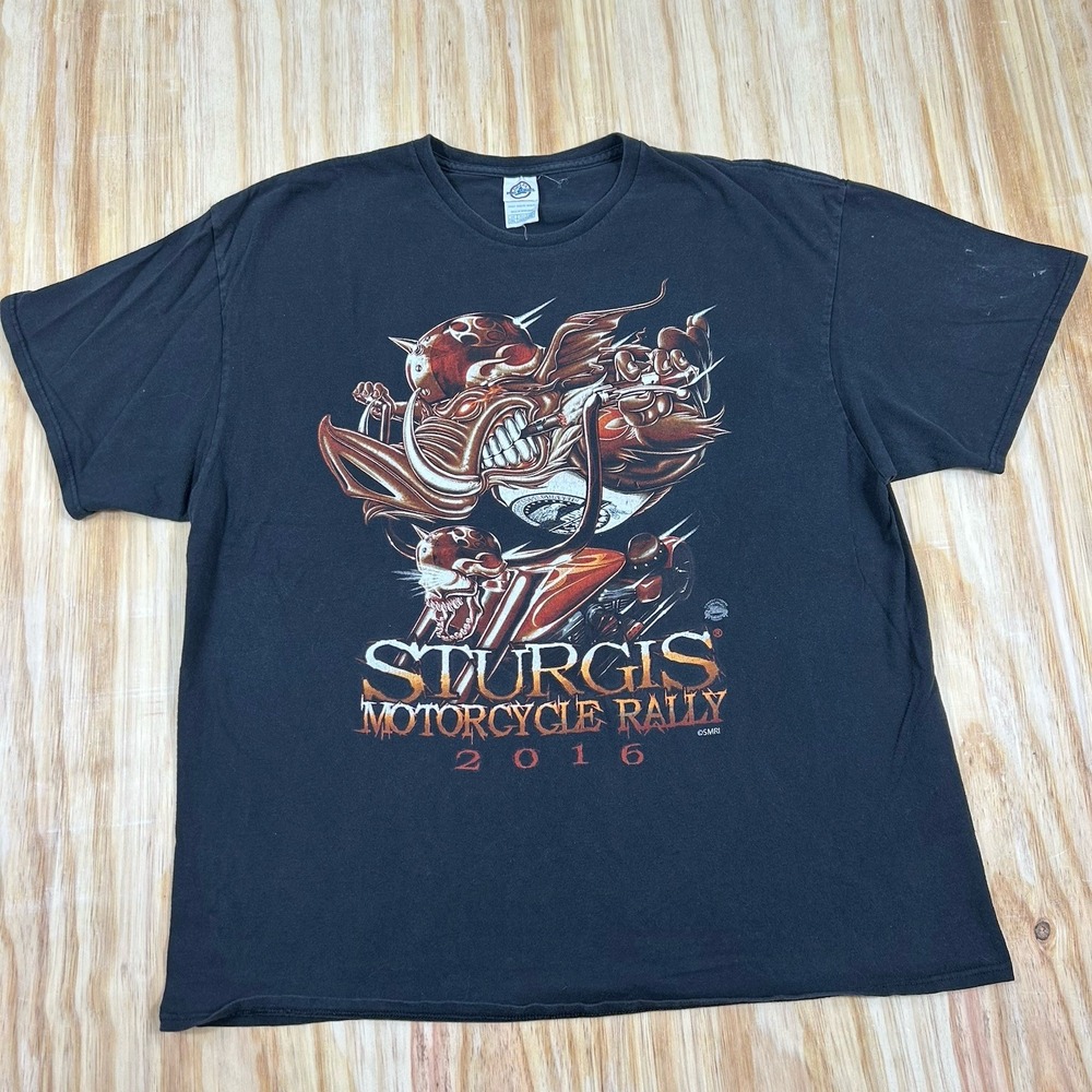 Sturgis Black Hills Rally Shirt Adult 2XL Black 2016 Motorcycle Bikes Hog Black‎